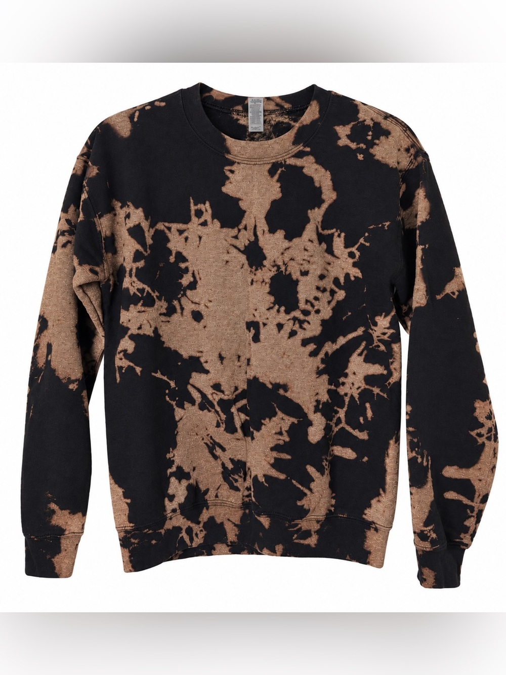 Black and Brown Bleached Tie-Dye Crewneck Sweatshirt